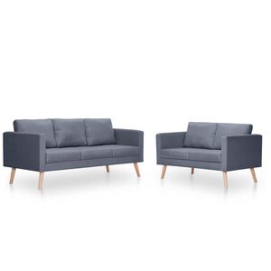 vidaXL dīvānu komplekts, 2 dīvāni, tum&scaron;i pelēks audums