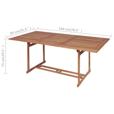 vidaXL dārza galds, 180x90x75 cm, masīvs tīkkoks