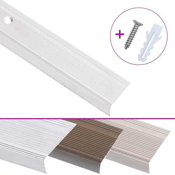 vidaXL kāpņu profili, 15 gb., L forma, 100cm, sudraba krāsas alumīnijs