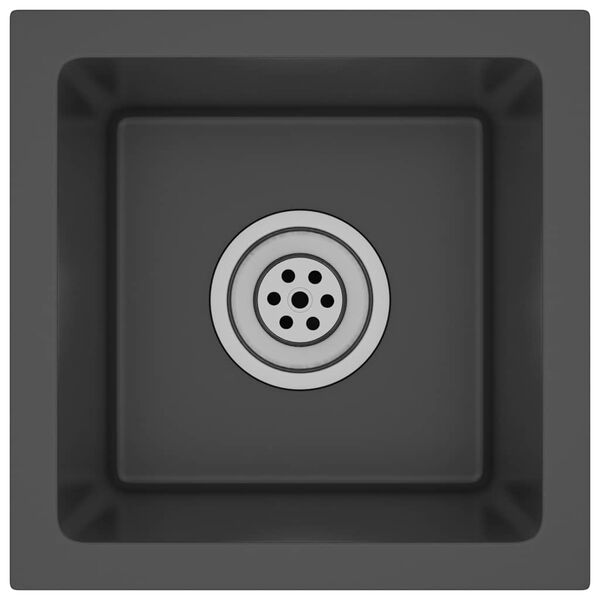 vidaXL virtuves izlietne, nerūsējošs tērauds, melna