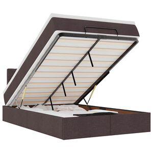 vidaXL Osmaņu gultas rāmis ar matrača tum&scaron;i pelēks 120x190 cm audums