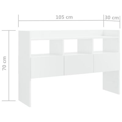 vidaXL kumode, spīdīgi balta, 105x30x70 cm, skaidu plāksne