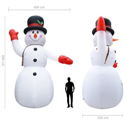 vidaXL piepūšams sniegavīrs, LED, IP44, 600 cm, XXL