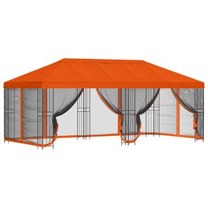 vidaXL Paviljons ar sānu sienām 6 x 3 m Oranža Poliesters un tērauds