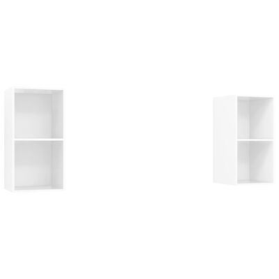 vidaXL sienas TV plaukti, 2 gab., spīdīgi balti, skaidu plāksne