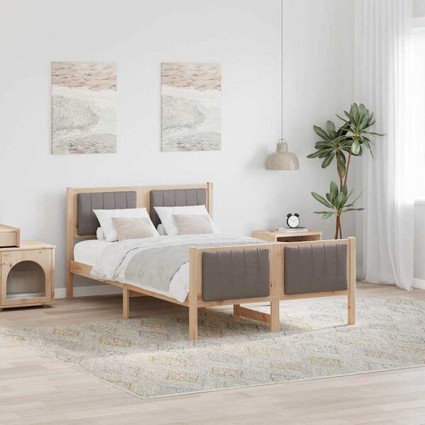 vidaXL Gultas rāmis Braun un taupe 120 x 200 cm Priedes masīvkoks