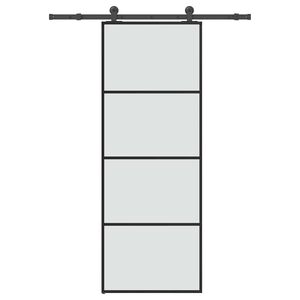 vidaXL bīdāmās durvis ar stiprinājumiem, stikls, alumīnijs, 76x205 cm