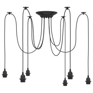 vidaXL piekaramā lampa ar 6 lampu turētājiem E27 melns metāls