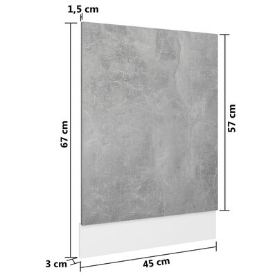 vidaXL trauku mazgājamās mašīnas panelis, betona pelēks, 45x3x67 cm