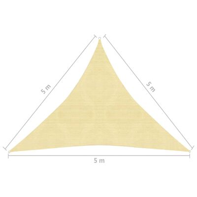 vidaXL HDPE saulessargs, 5x5x5 m, bēšs, trijstūra formas