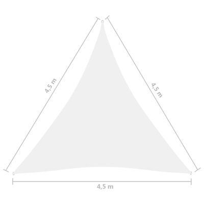 vidaXL saulessargs, 4,5x4,5x4,5 m, trijstūra, balts oksforda audums