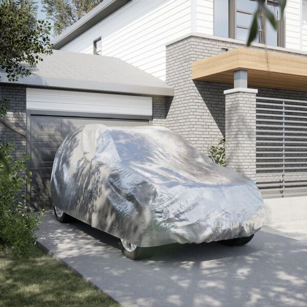 vidaXL automa&scaron;īnas pārsegs ar sprādzes siksnām, sudraba, XL