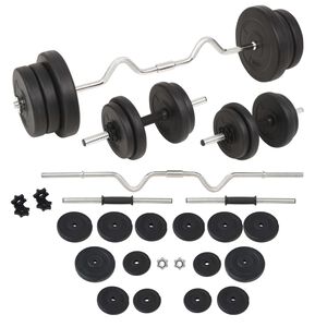 vidaXL svaru stieņu un hanteļu komplekts, 60 kg