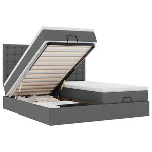 vidaXL Osmaņu gultas rāmis ar matračiem tum&scaron;i pelēks 180x200cm audums