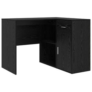 vidaXL Stūra rakstāmgalds ar atvilktni Melns ozolkoks 102 x 88 x 75 cm
