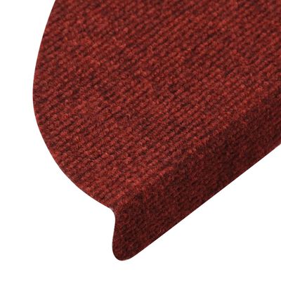 vidaXL kāpņu paklāji, 15 gab., pašlīmējoši, 56x17x3 cm, sarkani