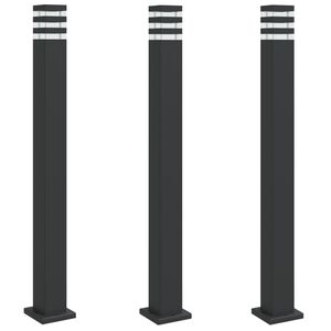 vidaXL āra zemes lampas, 3 gb., melns, 110 cm, alumīnijs