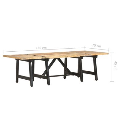 vidaXL pagarināms kafijas galdiņš, 160x70x45 cm, mango masīvkoks