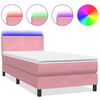 vidaXL atsperu gulta ar matraci, LED, rozā samts, 80x210 cm