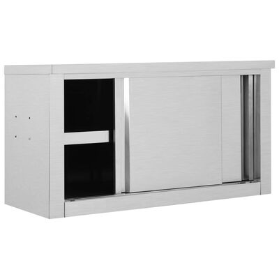 vidaXL virtuves sienas skapis ar bīdāmām durvīm, 90x40x50 cm, tērauds