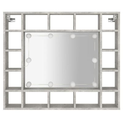 vidaXL spoguļskapītis ar LED, betona pelēks, 91x15x76,5 cm