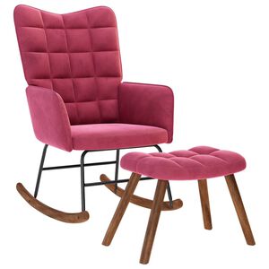 vidaXL Šūpuļkrēsls ar Stool Wine Red Velvet