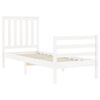 vidaXL gultas rāmis ar galvgali, vienvietīgs, masīvkoks, balts