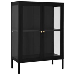 vidaXL kumode, melna, 75x35x105 cm, tērauds un stikls