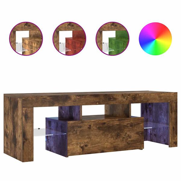 vidaXL TV skapītis ar LED lampiņām, ozolkoka krāsa, 120x35x40 cm