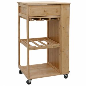 vidaXL Virtuves ratiņ&scaron; ar riteņiem Dabiska 47,5 x 36 x 83 cm Bambuss