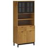 vidaXL kumode ar stikla durvīm FLAM, 80x40x180 cm, priedes koks