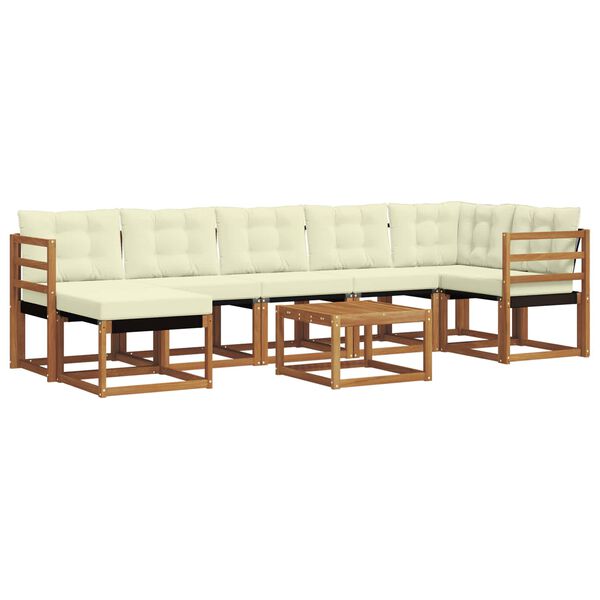 vidaXL Āra dīvānu komplekts ar spilvenu 8 pcs Dabisks un krējuma