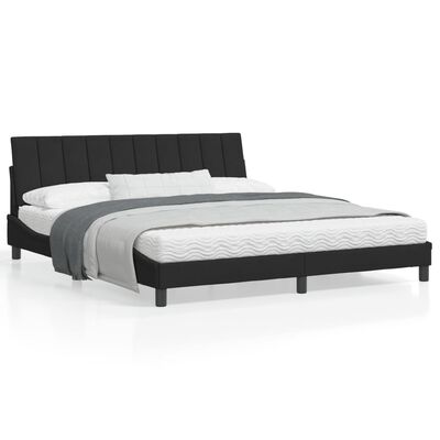 vidaXL gultas rāmis ar LED, melns, 180x200 cm, samts
