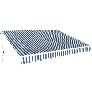 vidaXL markīze, manuāli regulējama, 350 cm, zila ar baltu