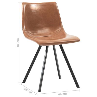vidaXL virtuves krēsli, 4 gab., konjaka krāsas mākslīgā āda