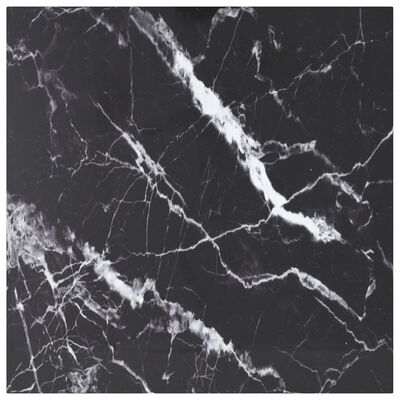 vidaXL galda virsma, melna, 70x70 cm, 6 mm, stikls ar marmora dizainu