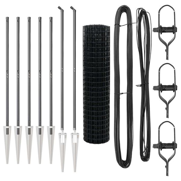 vidaXL Žogs ar stabu Pelēka 1,2 x 10 m Tērauds un PVC