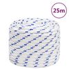 vidaXL laivu virve, balta, 18 mm, 25 m, polipropilēns