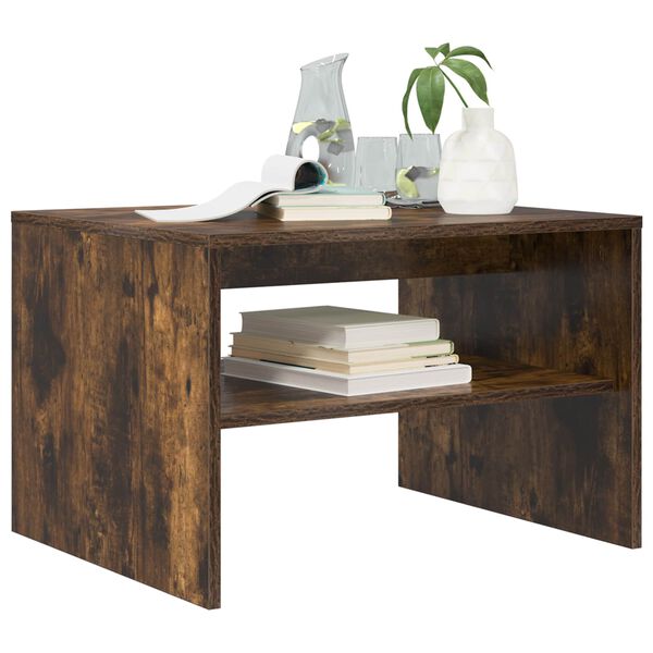 vidaXL Kafijas galdiņ&scaron; Dūmaka ozols 60 x 50 x 40 cm Inženierijas koks