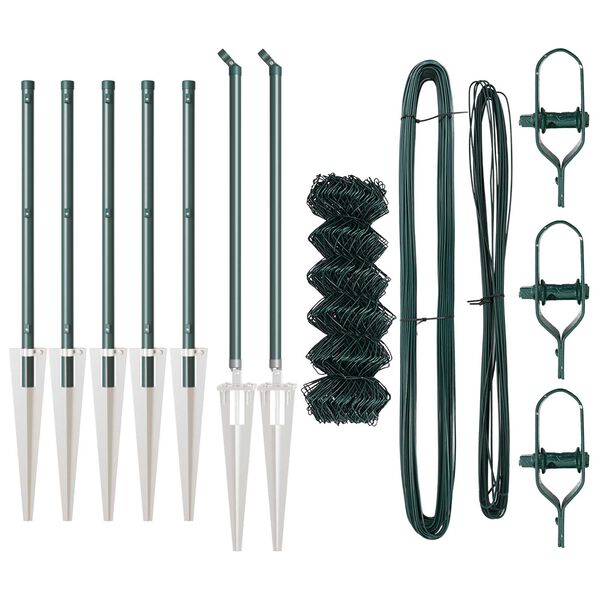 vidaXL Žoga āķis Zaļa 10 x 0,4 m (40 x 40 mm acs) Tērauds un PVC