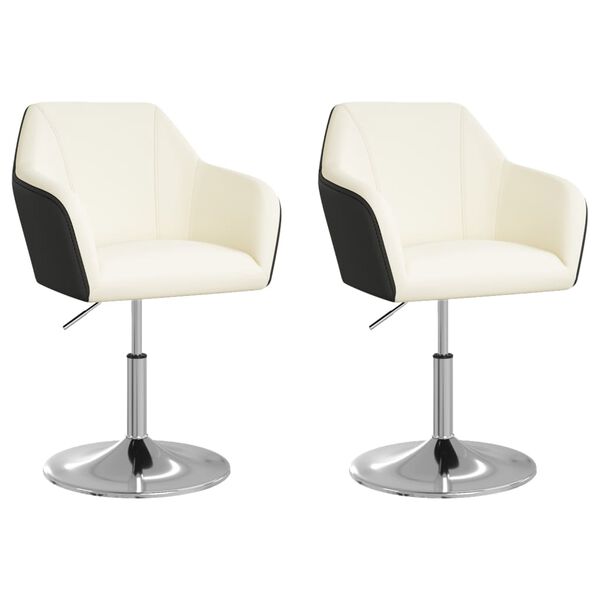 vidaXL virtuves krēsli, 2 gab., balti ar melnu, mākslīgā āda