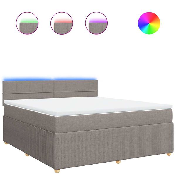 vidaXL atsperu gulta ar matraci, pelēkbrūns, 180x200 cm, audums