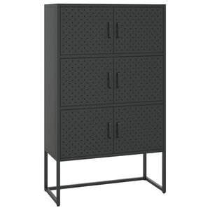 vidaXL augstais skapītis, melns, 80x35x135 cm, tērauds