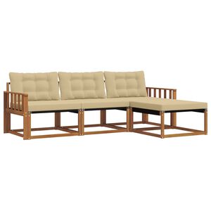 vidaXL Āra dīvānu komplekts ar spilvenu 4 pcs Dabisks un bē&scaron;s