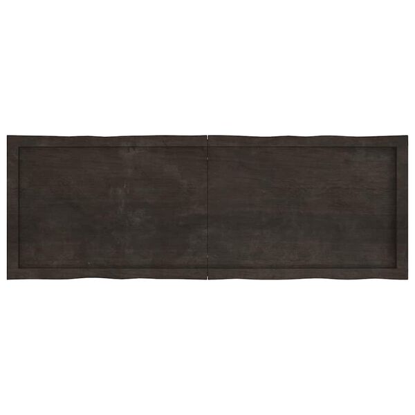 vidaXL galda virsma, tum&scaron;i brūna, 140x50x(2-6) cm, ozola masīvkoks