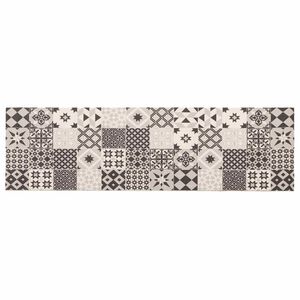vidaXL Virtuves paklājs pelēka mozaīka 150 x 45 cm 100% poliamīds