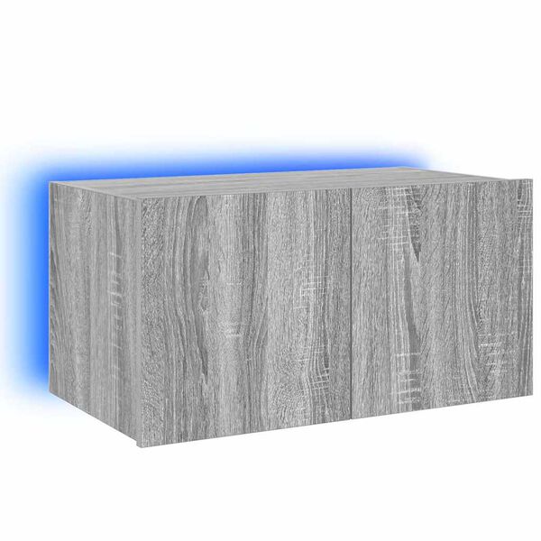 vidaXL TV skapītis ar LED lampiņām, pelēka ozola krāsa, 60x35x31 cm