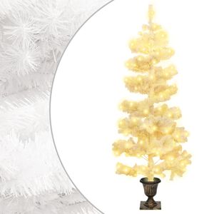 vidaXL mākslīgā Ziemassvētku egle podā, spirālveida, balta, 120 cm