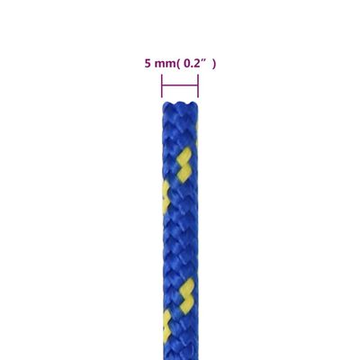 vidaXL laivu virve, zila, 5 mm, 50 m, polipropilēns