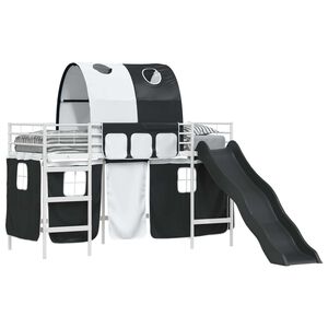 vidaXL Bērnu loft gultas rāmjis Balts un melns 99,5 x 190 cm Metāls